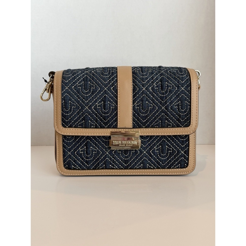 True Religion Denim and Tan Crossbody Bag